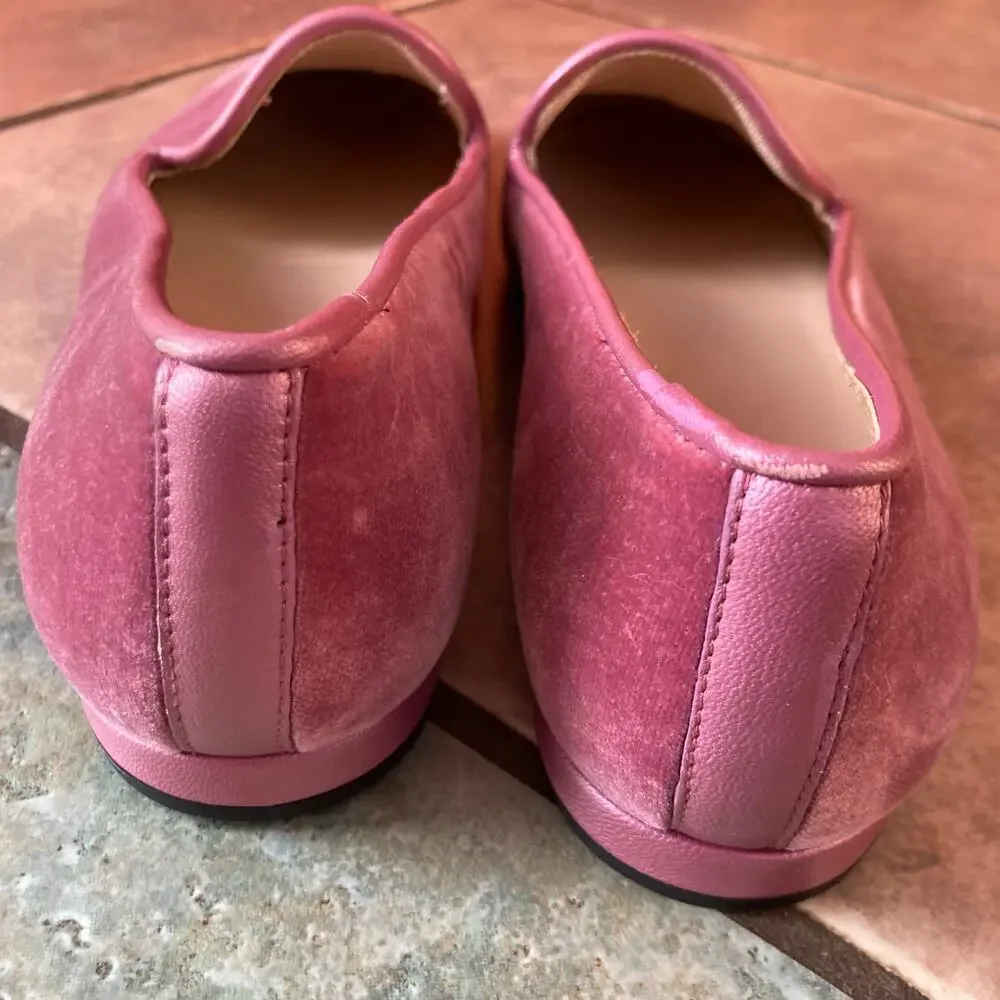 Jon Josef Womens Pink Velvet Vermont Ski Smoking Flat Gatsby Loafers Size 6 RARE